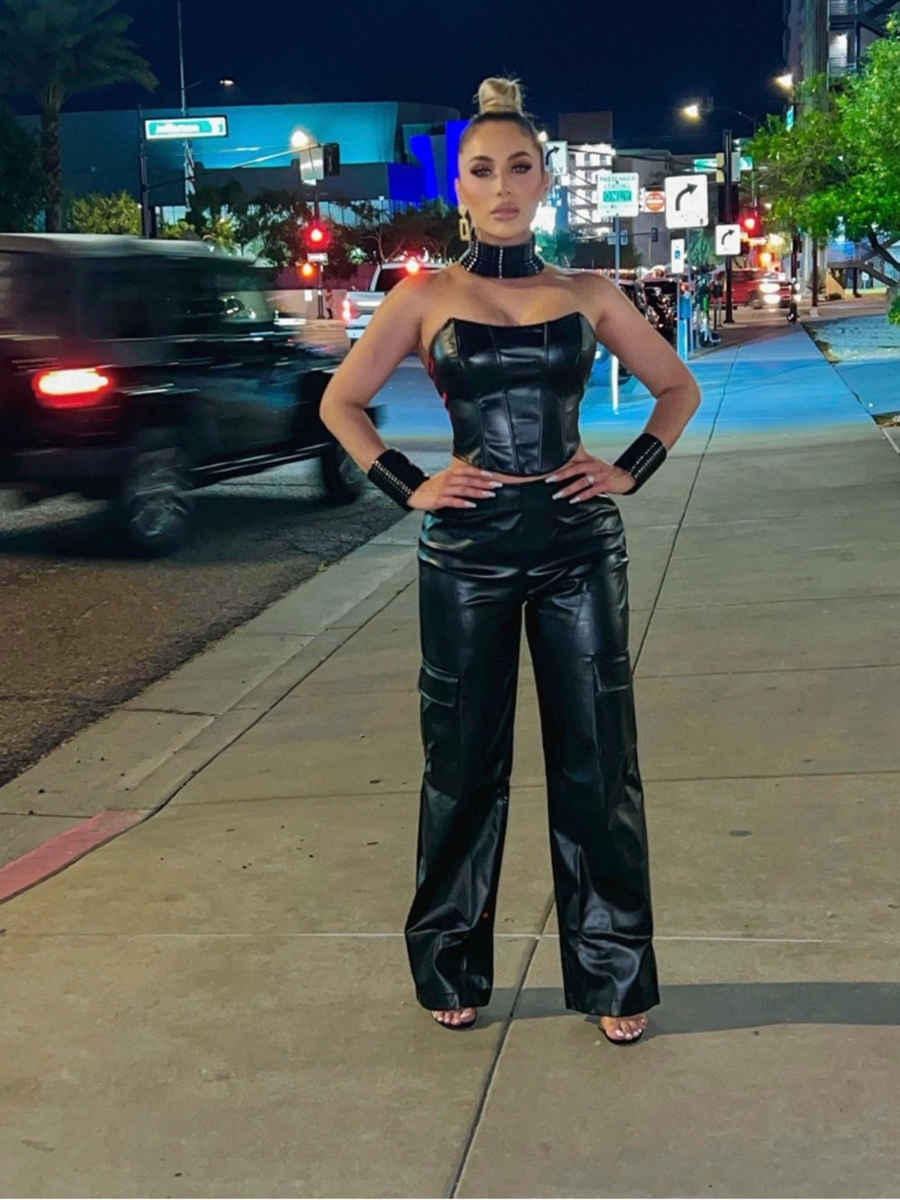 Black Faux Leather Wide-Leg Pants - Women